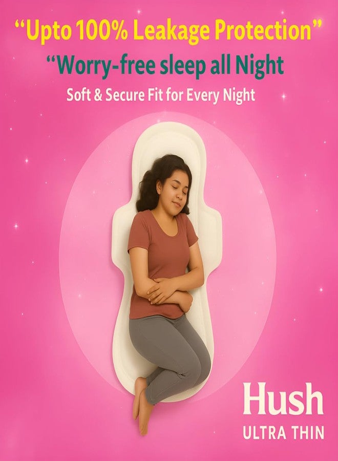 Hush Ultrathin Sanitary Pads | 320mm | Super Absorption | Large Wings | Odour Lock | Comfortable & Long-Lasting Protection | Pack of 8 | XXL | 48 Sanitary Pads - Image 2